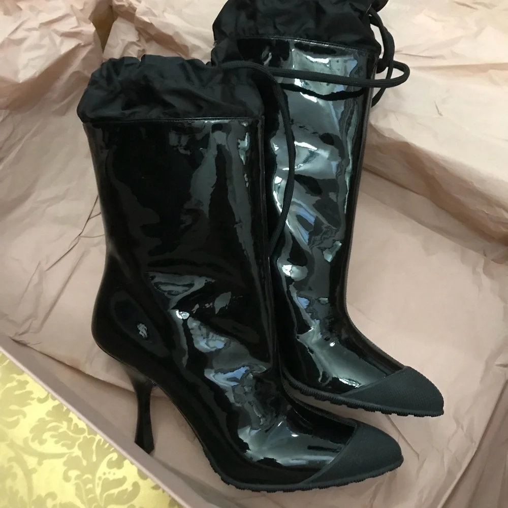 Miu Miu patent drawstring boots